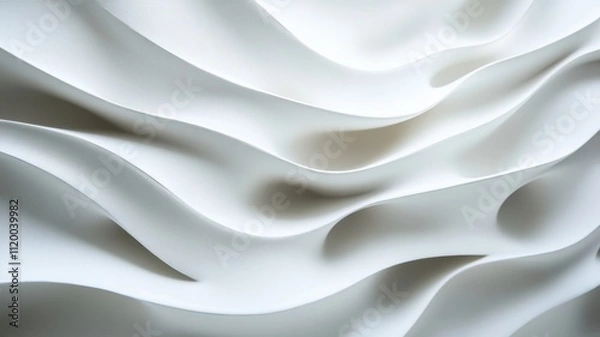 Obraz Smooth geometric , undulating white waves create a mesmerizing abstract background, evoking a sense of fluidity and motion