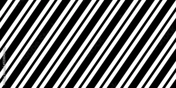 Fototapeta Vector illustration of black line on white color background. Design of different diagonal stripe seamless pattern for web, site, banner, poster, print.
