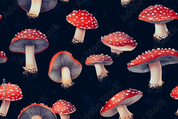Obraz Seamless mushroom pop art pattern wallpaper