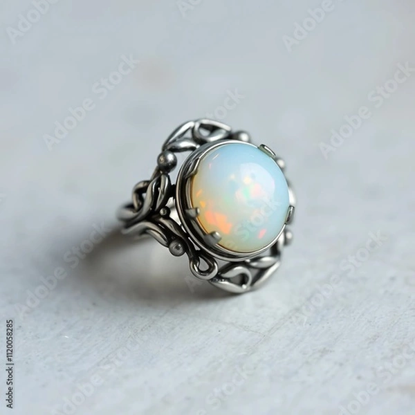 Fototapeta silver ring with a large stone