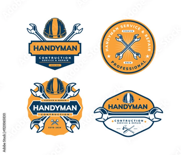 Fototapeta handyman logo badge set