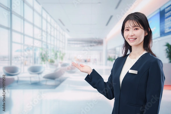 Fototapeta オフィスの受付で働く受付嬢