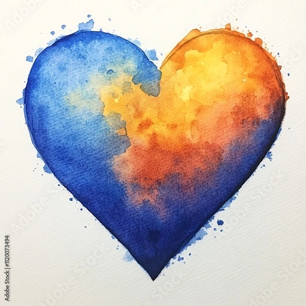 Fototapeta Heart Shape in a Soft Watercolor Blend 3