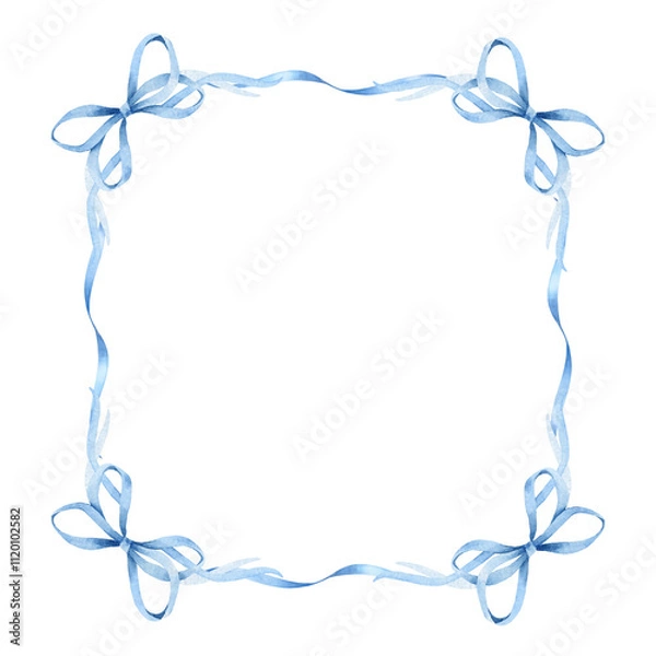 Obraz Frame of blue ribbons and bows.