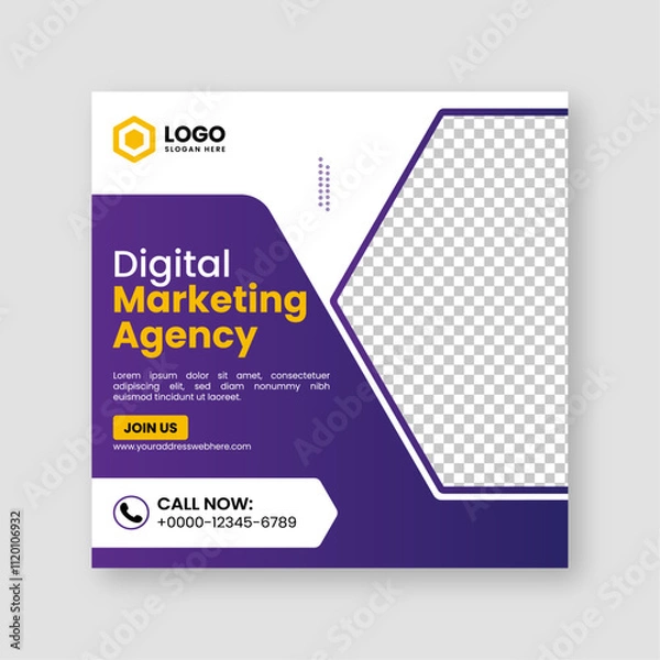 Fototapeta Digital business marketing agency social media posts banner design and minimal square banner template, ads, flyer design for promotion your corporate company and digital marketing agency