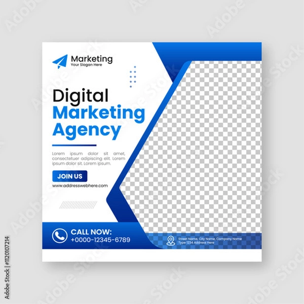 Obraz Creative and modern webinar social media posts design and minimal square banner template, ads, flyer design for your corporate company and digital marketing agency