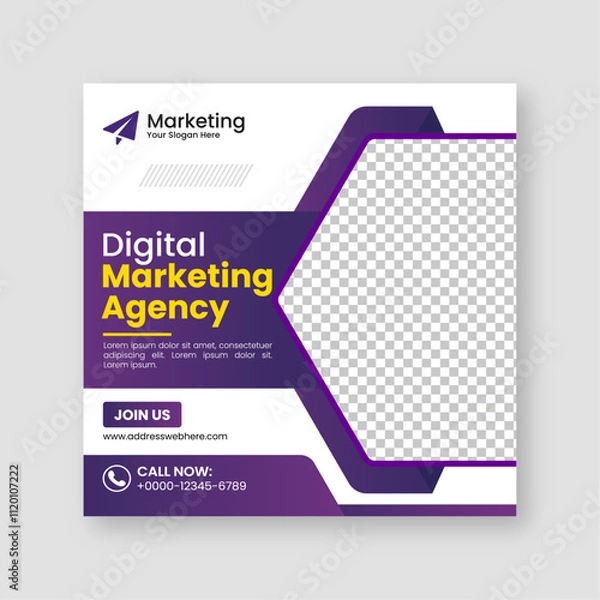 Obraz Digital business marketing agency social media posts banner design and minimal square banner template, ads, flyer design for promotion your corporate company and digital marketing agency