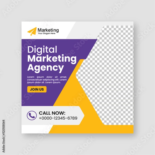 Obraz Digital business marketing agency social media posts banner design and minimal square banner template, ads, flyer design for promotion your corporate company and digital marketing agency