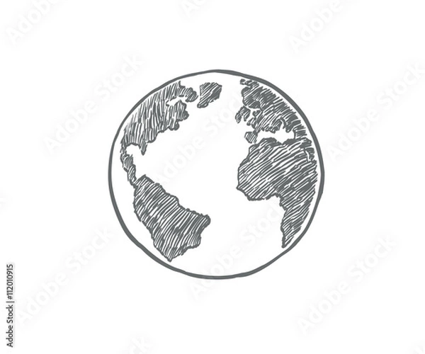 Obraz Earth icon on white background. Earth icon doodles style.