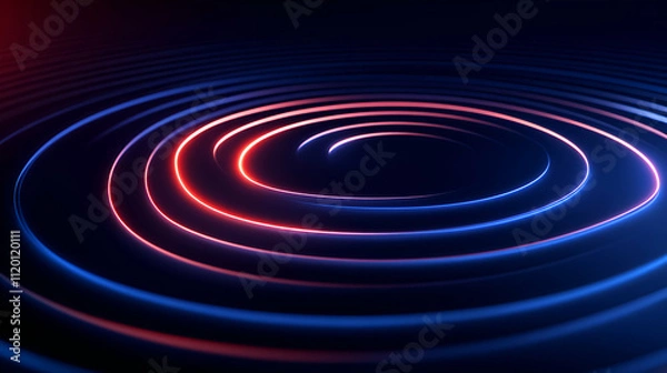 Fototapeta Abstract waves in blue and red light patterns.