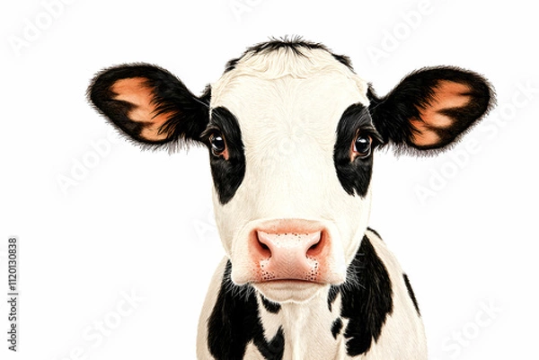 Fototapeta Close-up of a curious black and white cow.