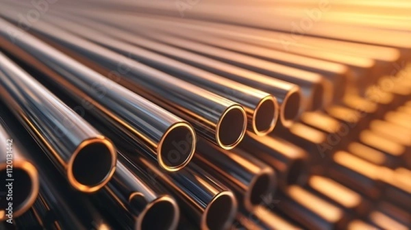 Obraz metal pipes steel tubes for industry resources and sustainable logistics with performance strength and quality manufacturing.






