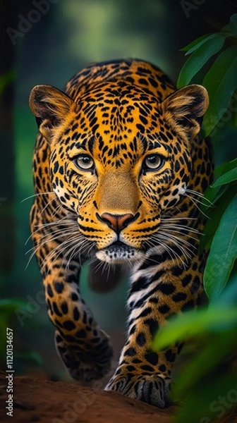 Fototapeta Majestic Sri Lankan Leopard in Jungle Habitat Showcasing Wild Power and Grace