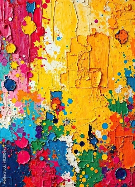 Fototapeta Vibrant abstract painting background with thick oil paint texture and multicolor backdrop , textured, introspective, emotive