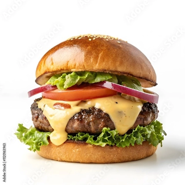 Fototapeta fresh tasty burger isolated on transparent background,
Delicious burger,