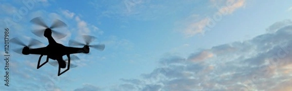 Obraz drone quadrocopter unoszący się na niebie