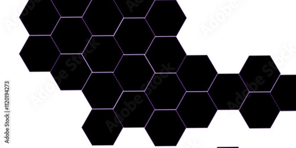 Fototapeta Black hexagon 3D background texture. modern abstract polygonal pattern. 3d rendering illustration. Futuristic abstract banner. white and black lines 3d Hexagonal. honeycomb black Background.