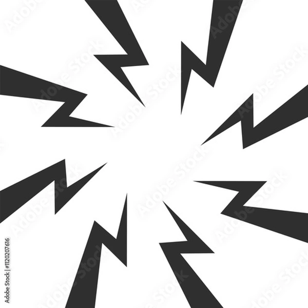 Fototapeta Color Thunder, white background. Confrontation image illustration of thunder bolt. Flat illustration simple Vector. Template for comic. Neon color. Style of competition design template without text.