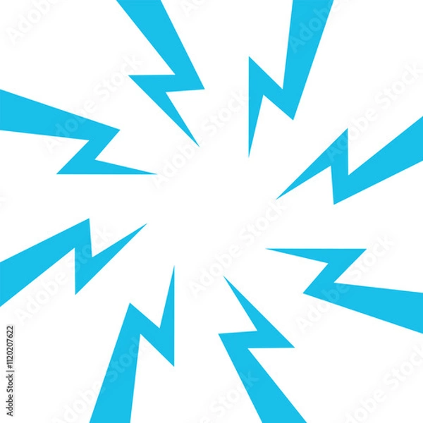 Fototapeta Color Thunder, white background. Confrontation image illustration of thunder bolt. Flat illustration simple Vector. Template for comic. Neon color. Style of competition design template without text.