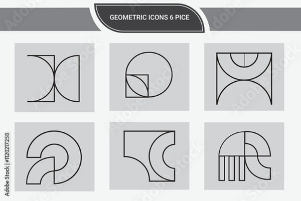 Fototapeta Abstract symbols . vector elements. Geometric icons. Brutalist And Modern abstract graphic design Different quality geometric formal shape . Hexagon, star, triangle, moon on white background 

