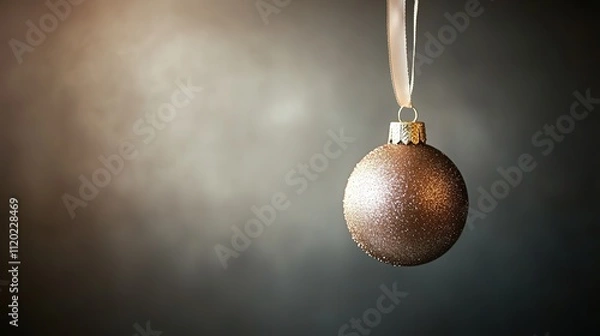 Fototapeta Golden Christmas bauble on soft background with light bokeh