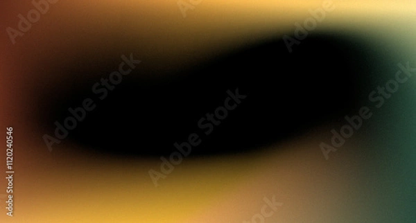 Fototapeta Dark yellow green golden black abstract gradient background with grain and noise texture