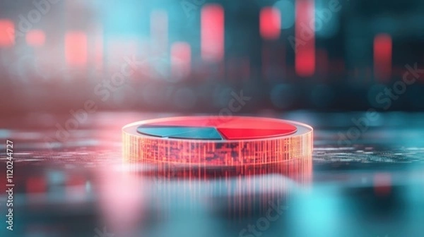 Obraz Vibrant Data Visualization with Pie Chart and Dynamic Background Elements Representing Analytics and Business Insights in a Modern Setting