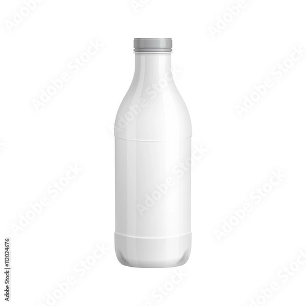 Fototapeta Plastic bottle template. For milk or yogurt product. Blank packaging isolated on white background. Package template. Realistic 3d pack mockup. Ready for design. Vector illustration.