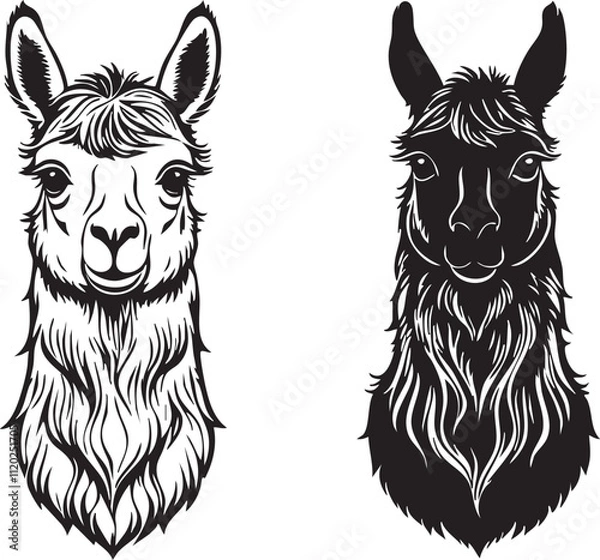 Fototapeta Llama Head Vector Design