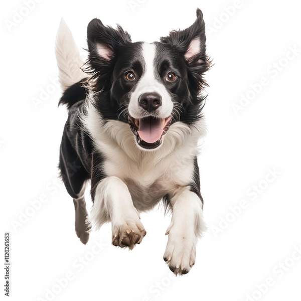 Fototapeta Happy border collie running with excitement and energy, showcasing its playful nature and agility. isolated on transparent background