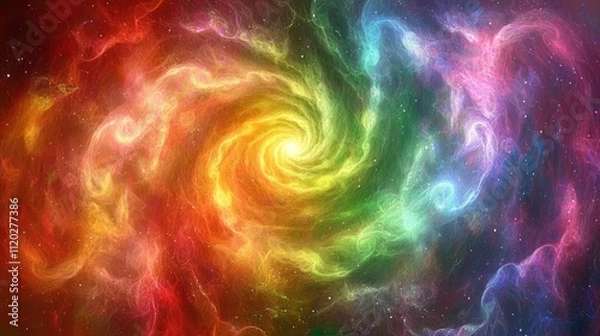 Fototapeta Cosmic Rainbow Swirl: A Celestial Vortex of Color and Light