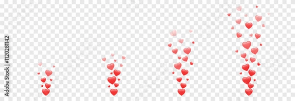 Obraz Vector flying hearts png. Reaction likes on social networks. Red hearts for Valentine's Day design.