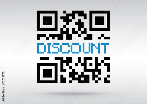 Fototapeta Discount symbol, vector conceptual QR code to scan