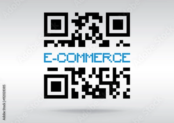 Fototapeta E-commerce symbol, vector conceptual QR code to scan