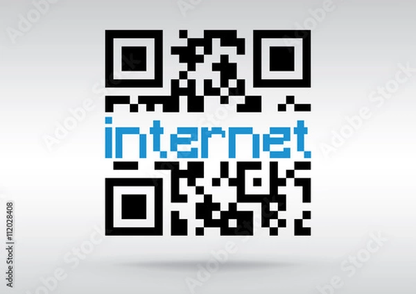Fototapeta Internet symbol, vector conceptual QR code to scan