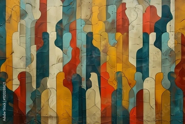 Fototapeta Vibrant Abstract Art Featuring Stylized Human Figures in Bold Colors