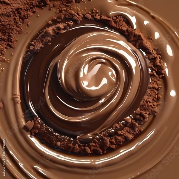 Obraz Creamy mocha pudding swirl with cocoa powder, rich dessert in PANTONE 17-1230 Mocha Mousse tones, indulgent texture