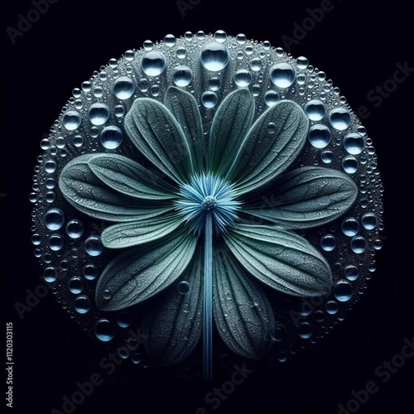 Fototapeta A macrorealistic mirror featuring detailed close ups of leaves f