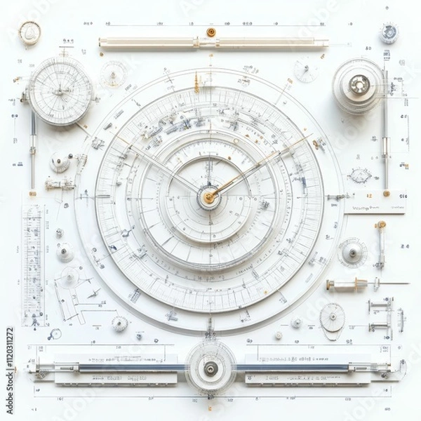 Obraz Complex clockwork mechanism blueprint.
