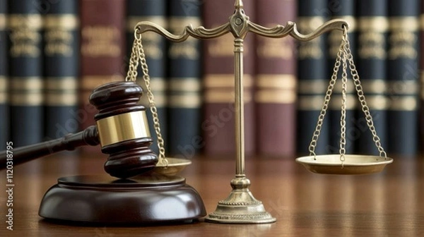 Fototapeta Legal proceedings action courthouse setting image of justice professional environment close-up view law concept