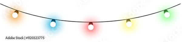 Obraz Lightbulbs garland with bright colored glow