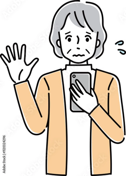 Fototapeta スマホを操作して困っているシニア