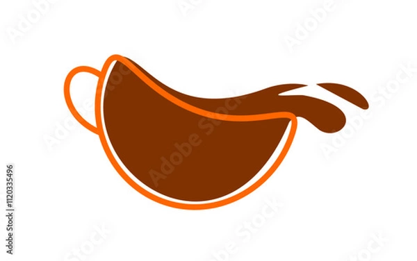 Fototapeta A minimalist design showcasing a coffee cup with flowing coffee, representing warmth and energy.