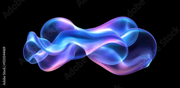 Fototapeta Colorful fluid shapes swirling against a black background create an ethereal visual experience in digital art style. Abstract art illustration