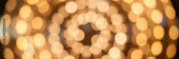 Fototapeta Bright circular bokeh lights create a warm, inviting atmosphere for an evening event in a dimly lit venue