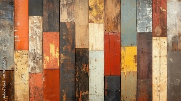 Obraz Reclaimed wood wall panels rustic home decor interior design warm environment close-up view textured aesthetics