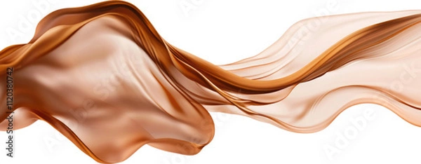 Obraz Abstract flowing chocolate texture overlay, silk fabric toss transparent png in rich chocolate brown color of the year 2025 mocha mousse