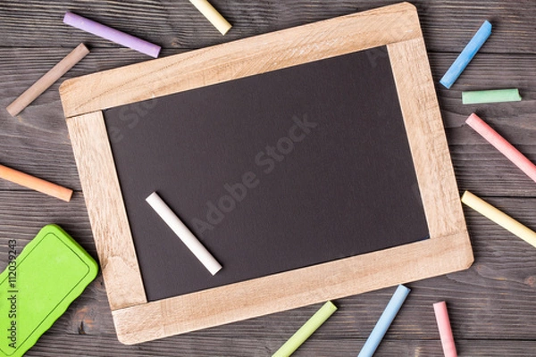 Obraz Blackboard sponge and chalks