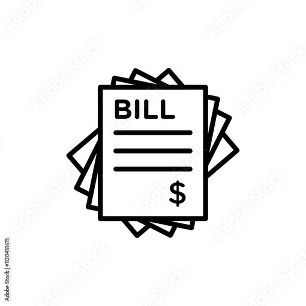 Fototapeta Stack of bills icon Thin line art collection