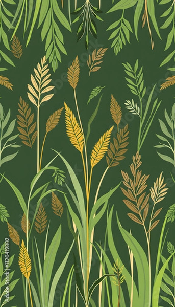 Fototapeta Plant pattern from Lagurus grass, flat design